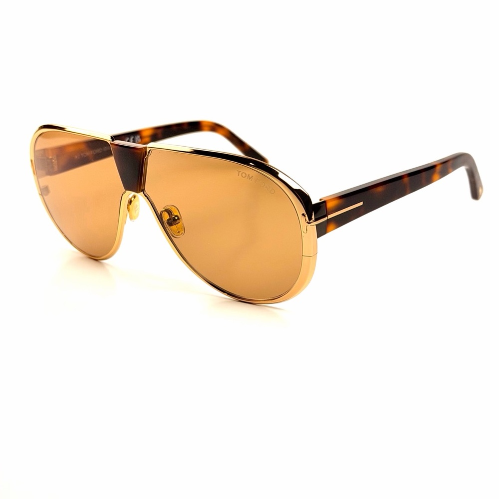 Tom Ford TF 1072 30E Vincenzo Gold Frame Tortoiseshell  Sunglasses Brown Lenses - Picture 3 of 8